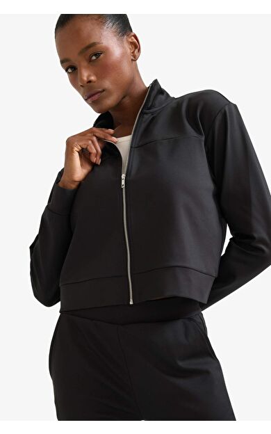 DeFactoFit Standart Fit Dik Yaka İçi Yumuşak Tüylü Fermuarlı Sweatshirt