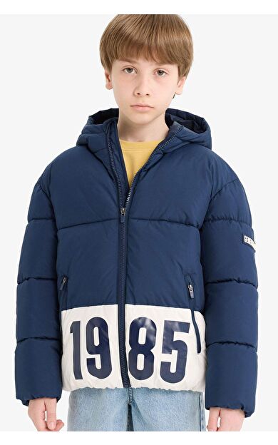 Erkek Çocuk Su Geçirmez Kapüşonlu Fermuarlı Şişme Mont E9021A825WNNV256