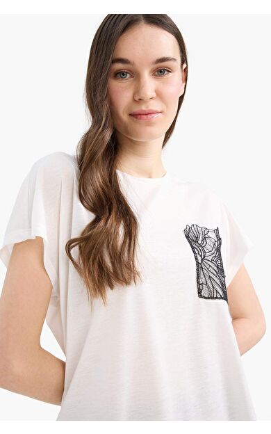 DeFacto Regular Fit Bisiklet Yaka Baskılı Kısa Kollu Tişört E9054AX25SMER105