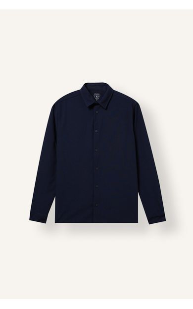 DeFacto Slim Fit Polo Yaka Penye Uzun Kollu Basic Gömlek Lacivert