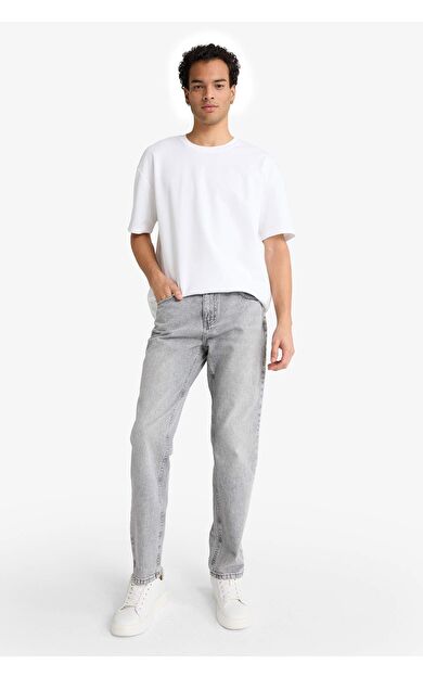 Straight Fit Düz Paça Jean Yıkamalı Pantolon