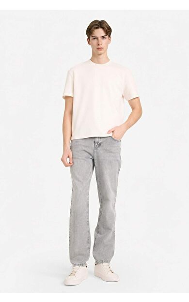 Straight Fit Düz Paça Jean Yıkamalı Pantolon