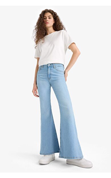 Mia Flare Fit Yüksek Bel İspanyol Paça Uzun Jean Pantolon