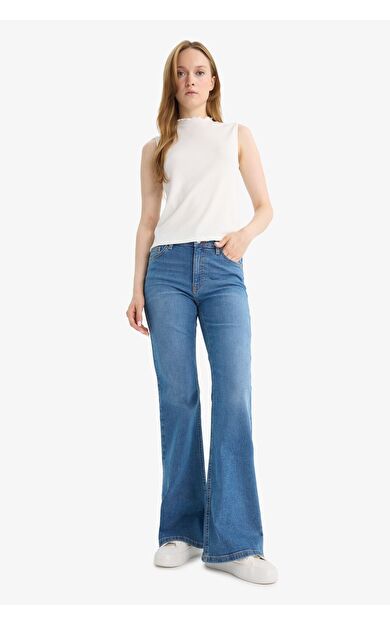 DeFacto Mia Flare Fit Normal Bel İspanyol Paça Uzun Jean Pantolon E9166AX25AUNM28