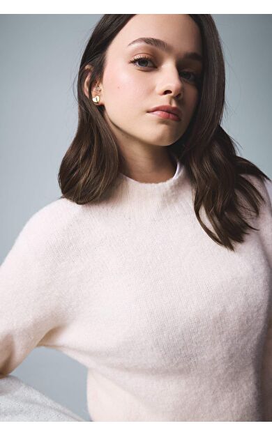 Regular Fit Bisiklet Yaka Basic Düz  Triko Kazak