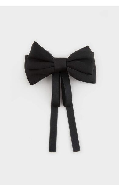 DeFacto Kız Çocuk Siyah Kurdele Desenli Çıtçıtlı Toka