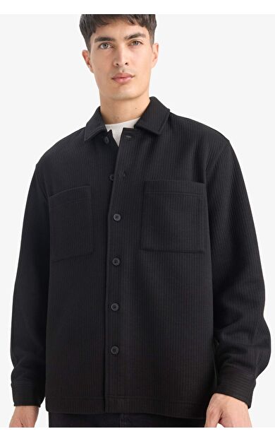 Regular Fit Dokuma Uzun Kollu Gömlek E9203AX25AUBK81