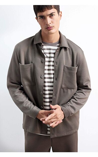 Regular Fit Dokuma Uzun Kollu Gömlek E9203AX25AUBN571