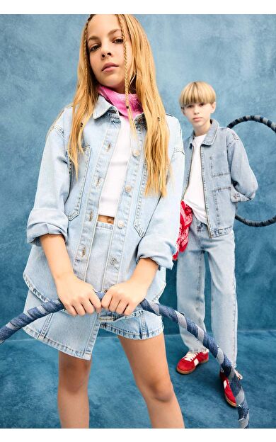 DeFacto Kız Çocuk Jean Ceket E9205A825AUNM39