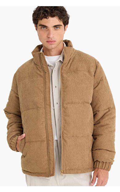 Regular Fit Dik Yaka Fermuarlı İç Cepli Mont