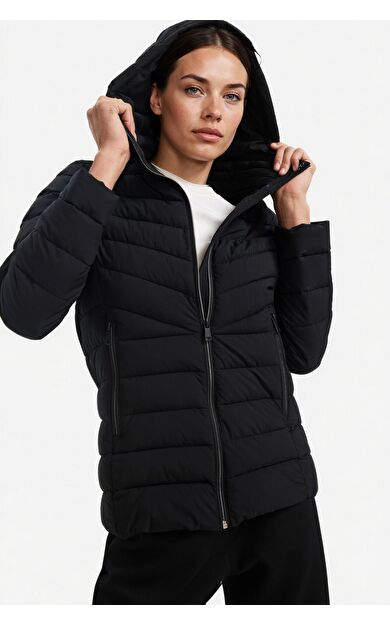 DeFacto DeFactoFit Su İtici Regular Fit Kapüşonlu Fermuarlı Cepli Şişme Mont