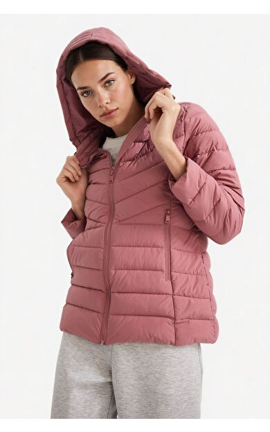 DeFacto DeFactoFit Su İtici Regular Fit Kapüşonlu Fermuarlı Cepli Şişme Mont