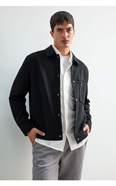 Regular Fit Çıtçıtlı Penye Gömlek Ceket