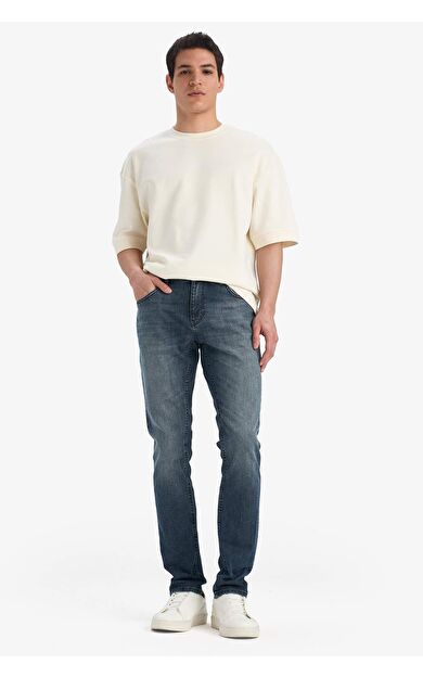 DeFacto Pedro Slim Fit Dar Kalıp Normal Bel Dar Paça Jean Pantolon E9282AX25SPNM34