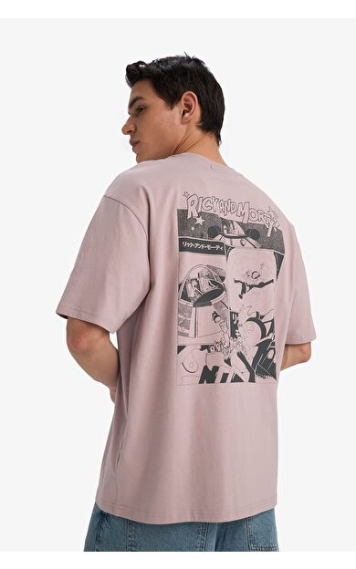DeFacto Rick and Morty Boxy Fit Bisiklet Yaka Sırt Baskılı Kısa Kollu Tişört E9289AX25AUPN528
