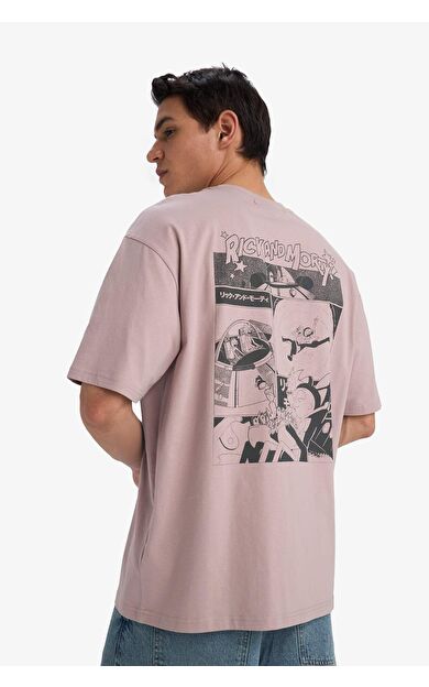 DeFacto Rick and Morty Boxy Fit Bisiklet Yaka Sırt Baskılı Kısa Kollu Tişört E9289AX25AUPN528