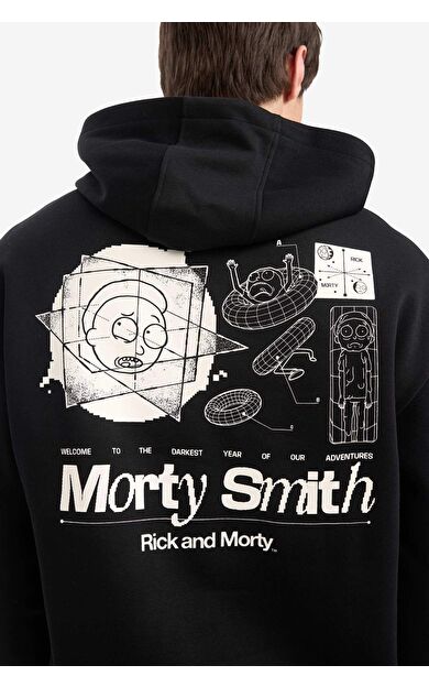 DeFacto Rick and Morty Boxy Fit Kapüşonlu Baskılı Sweatshirt