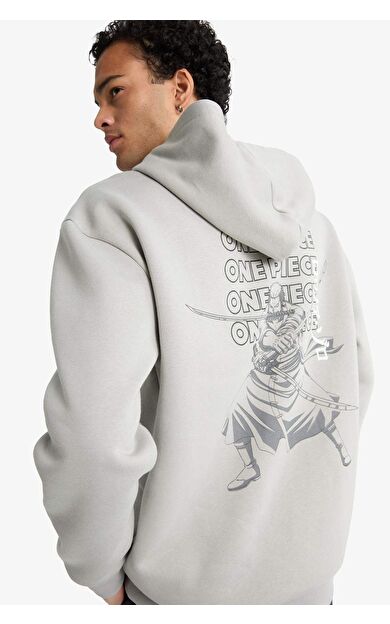 One Piece Boxy Fit Kapüşonlu Baskılı Sweatshirt