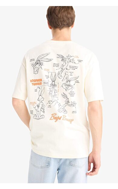 DeFacto %100 Pamuk Looney Tunes Boxy Fit Rahat Kesim Bisiklet Yaka Sırt Baskılı Kısa Kollu Tişört