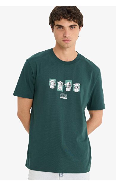 DeFacto Star Wars-Mandalorian Regular Fit Bisiklet Yaka Kısa Kollu Tişört