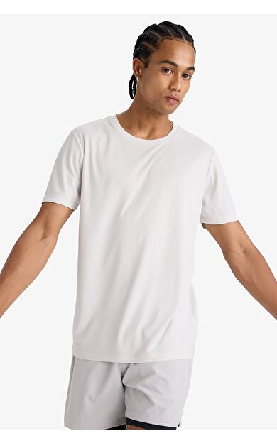 DeFacto DeFactoFit Slim Fit Dar Kesim Bisiklet Yaka Baskılı Sporcu Kısa Kollu Tişört E9318AX25AUGR493