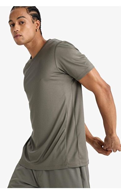 DeFactoFit Slim Fit Dar Kesim Bisiklet Yaka Baskılı Sporcu Kısa Kollu Tişört E9318AX25AUKH398