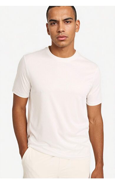 Slım Fıt Bisiklet Yaka Baskılı Sporcu Kısa Kollu Tişört