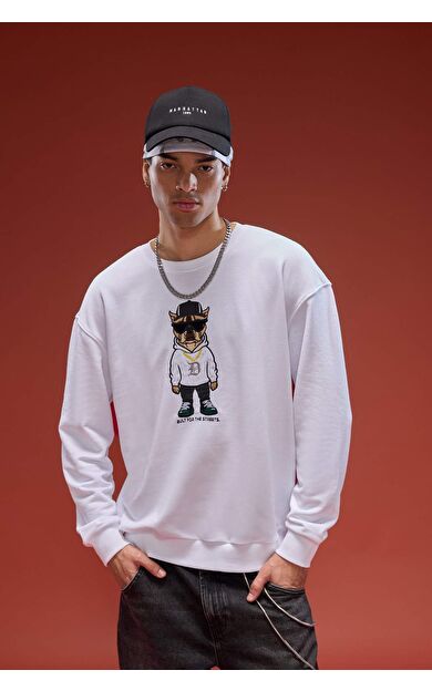 Boxy Fit Bisiklet Yaka Baskılı Sweatshirt E9331AX25AUWT34