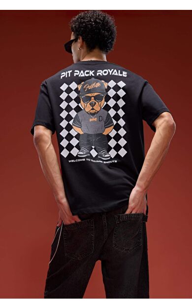 DeFacto Boxy Fit Bisiklet Yaka Hayvan Baskılı Kısa Kollu Tişört