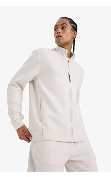 DeFactoFit Standart Fit Dik Yaka Skuba Dalgıç Kumaş Hırka