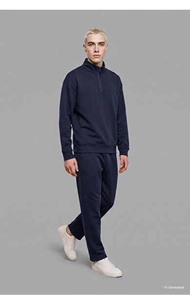 DeFacto Boxy Fıt Dik Yaka Skuba Kumaş Uzun Kollu Sweatshirt