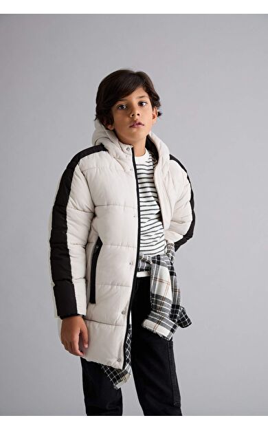 Erkek Çocuk Su İtici Kapüşonlu Polar Astarlı Parka