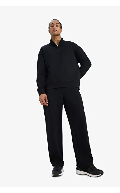 DeFacto Wide Leg Beli Bağcıklı Geniş Paça Eşofman Altı E9432AX25AUBK81