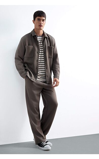 Wide Leg Cepli Geniş Paça Eşofman Altı E9433AX25AUBN571