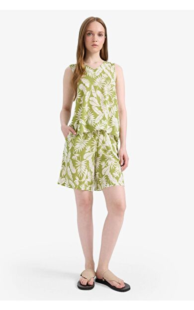 DeFacto Regular Fit Desenli Esnek Belli Şort E9440AX25SMGN263