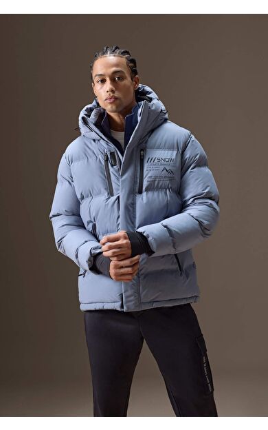 Defactofit Su İtici Regular Fit Kapüşonlu Rüzgar Geçirmez Şişme Mont