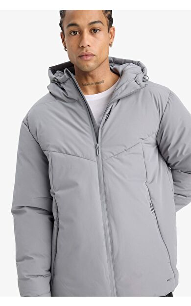 Defactofit Su İtici Regular Fit Kapüşonlu Fermuarlı Rüzgar Geçirmez Mont