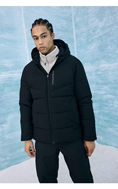Defactofit Su Geçirmez Rüzgar Geçirmez Regular Fit Kapüşonlu Fermuarlı Cepli Kışlık Mont