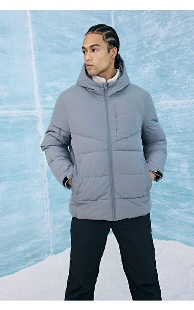 Defactofit Su Geçirmez Rüzgar Geçirmez Regular Fit Kapüşonlu Fermuarlı Cepli Kışlık Mont