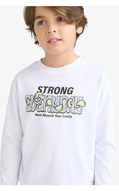 DeFacto Erkek Çocuk Regular Fit Bisiklet Yaka Uzun Kollu Tişört E9498A825AUWT36