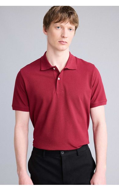 DeFacto %100 Pamuk Polo Tişört Bordo E9504AX26SPBR285