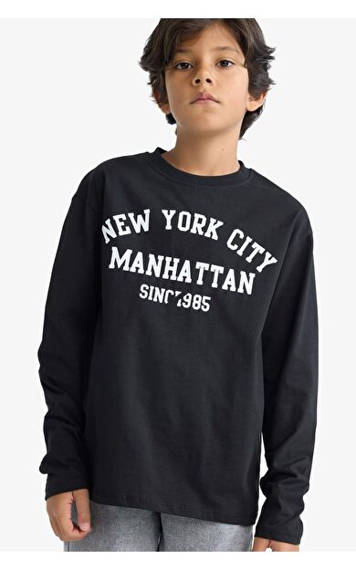 DeFacto Erkek Çocuk Regular Fit Bisiklet Yaka Uzun Kollu Tişört E9514A825AUBK81