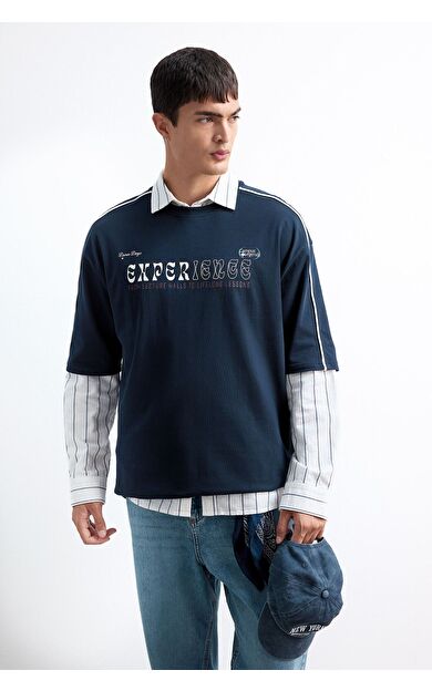 DeFacto Loose Fit Bisiklet Yaka Sırt Baskılı Kısa Kollu Tişört E9527AX25AUNV64