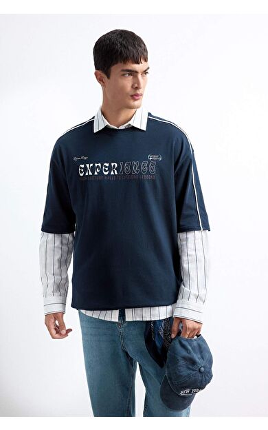 DeFacto Loose Fit Bisiklet Yaka Sırt Baskılı Kısa Kollu Tişört E9527AX25AUNV64