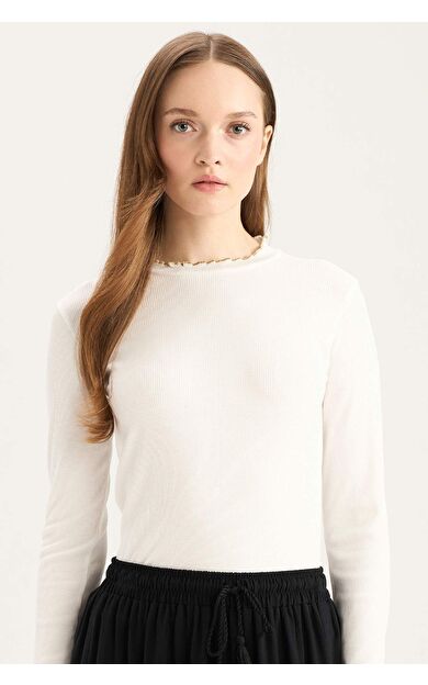 DeFacto Fitilli Kaşkorse Basic Düz Uzun Kollu Tişort Tunik E9540AX25SPER105