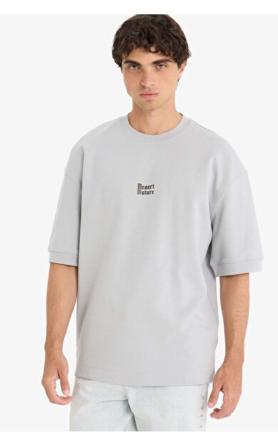 DeFacto Loose Fit Bisiklet Yaka Baskılı Kısa Kollu Tişört E9550AX25AUGR253