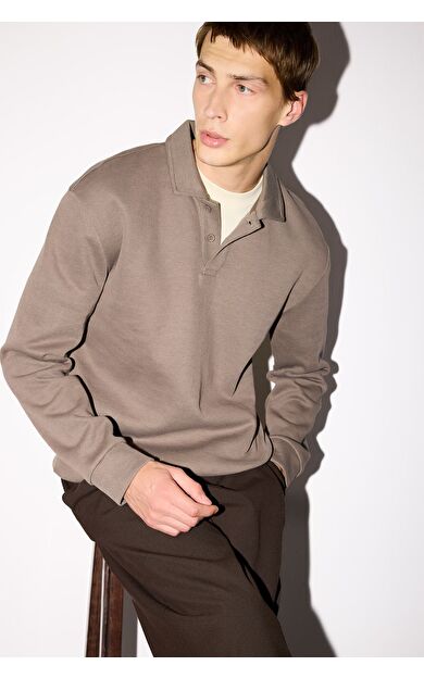 DeFacto Regular Fit Polo Yaka Sweatshirt