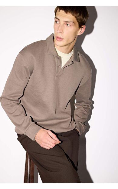 Regular Fit Polo Yaka Sweatshirt