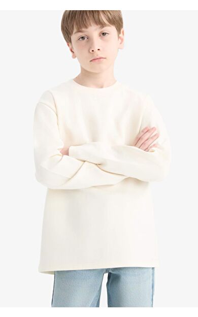 Erkek Çocuk Bisiklet Yaka Basic Düz Uzun Kollu Okul Tişörtü E9661A825AUER118