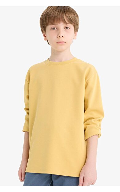 Erkek Çocuk Bisiklet Yaka Basic Düz Uzun Kollu Okul Tişörtü E9661A825AUYL502